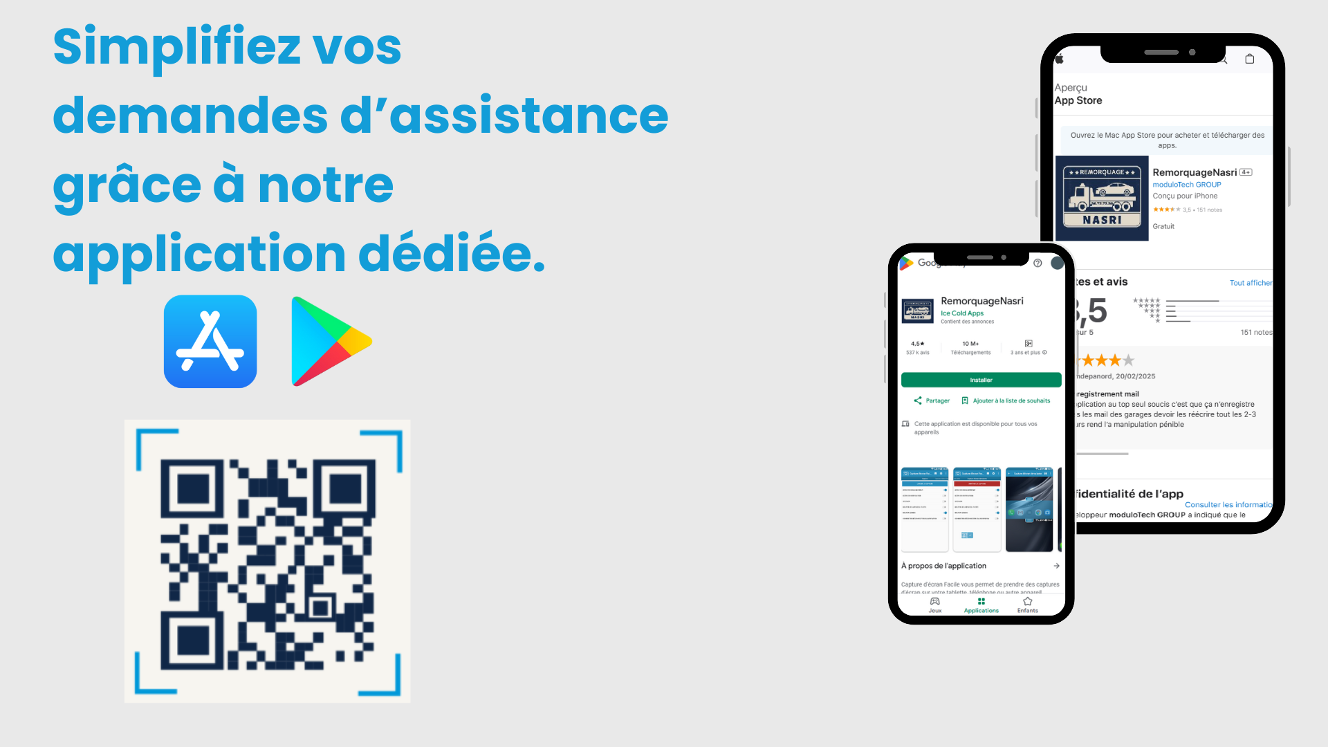 Aperçu de l'application mobile RemorquageNasri
